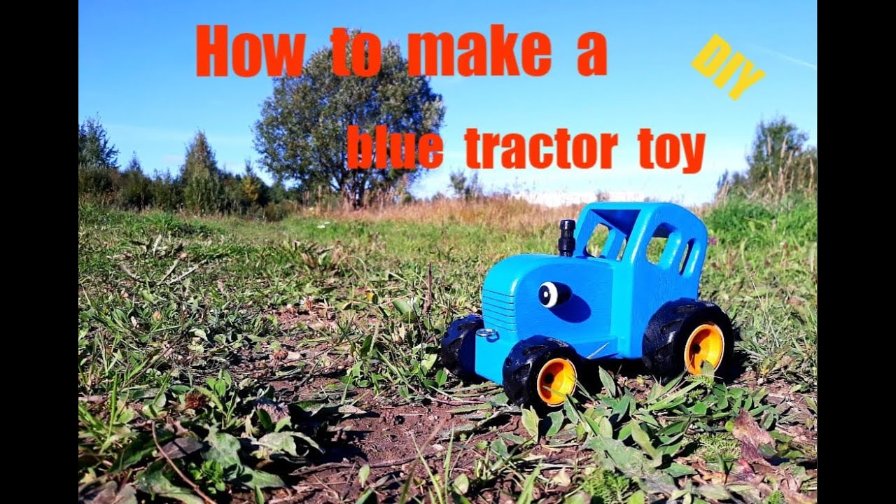 How to make a wooden blue tractor toy \ Как сделать синий трактор из дерева