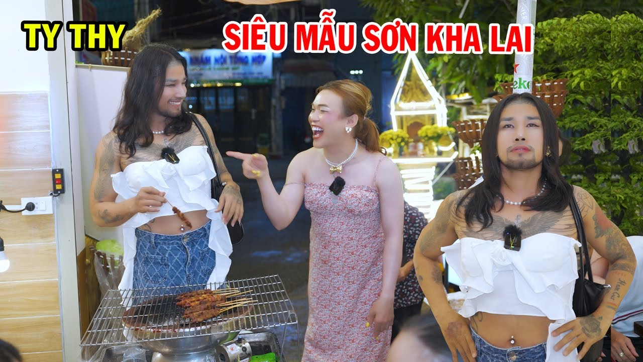 Si&ecirc;u mẫu Sơn Kha Lai gh&eacute; qu&aacute;n Ty Thy - Ty Thy Vlog Gỏi đu đủ
