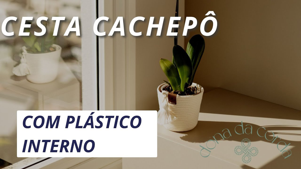 Cesta cachepô com corda de algodão 