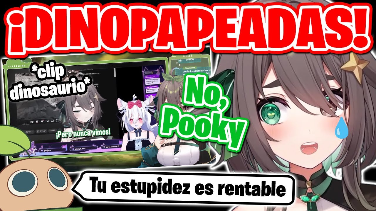 Meica es papeada mientras mira otra reacci&oacute;n a su clip dinosaurio【Meica】