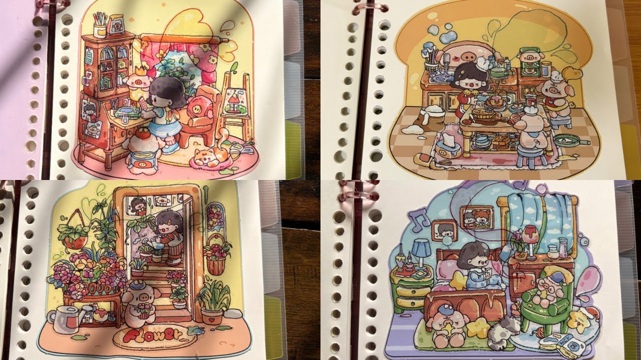 Compilation of A Cute Girl & Piggy Friends Landscape Miniature Sticker #4