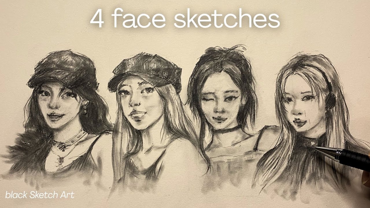 Easy Graphite Pencil Portraits — Stylized Female Faces