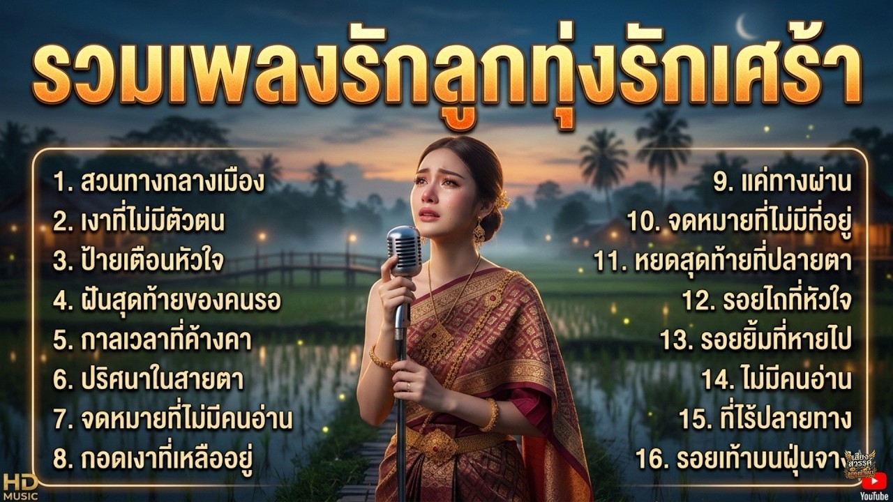 รวมเพลงลูกทุ่งเพราะๆ หวานปนเศร้า เจ็บลึกในหัวใจ ฟังเพลินยามดึก ซึ้งลึกทุกความทรงจำ