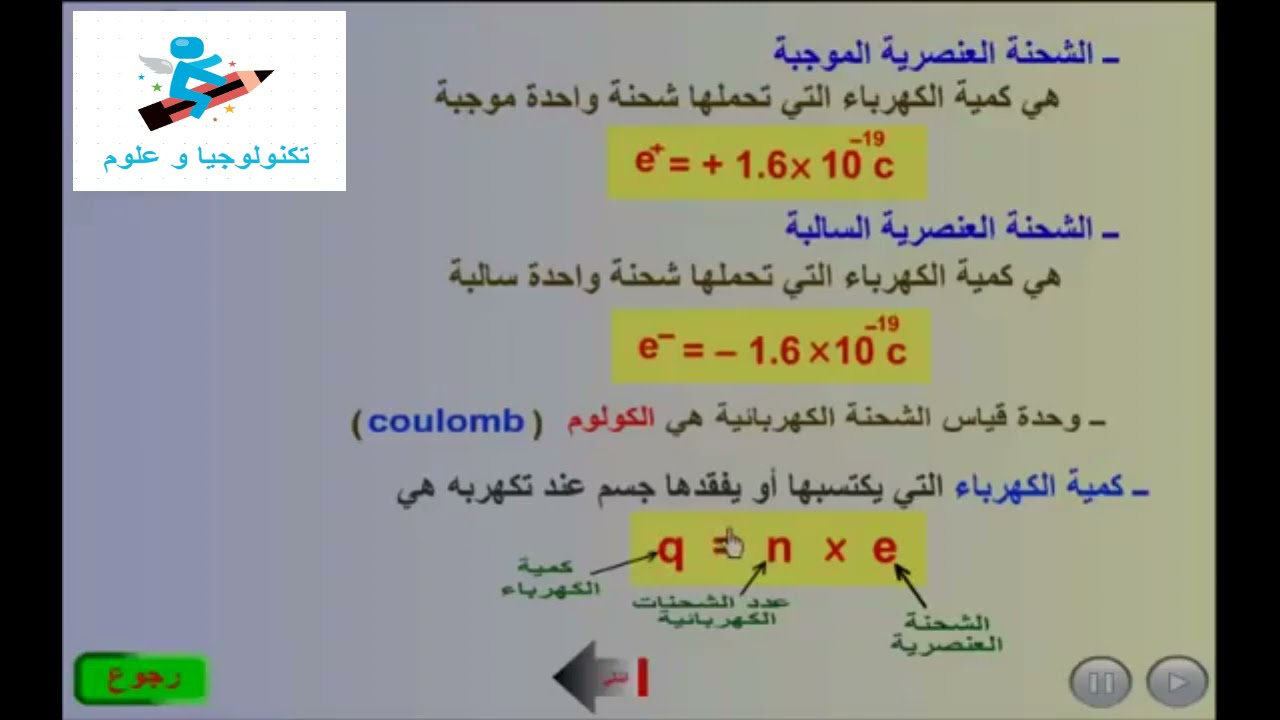 درس الشحنة الكهربائية