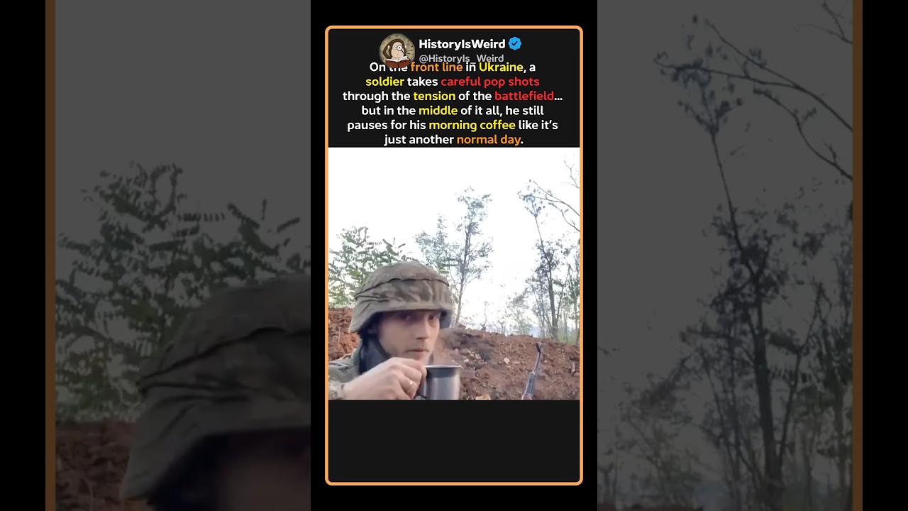 Frontline Ukraine Soldier Keeps Firing While Drinking Morning Coffee #Shorts