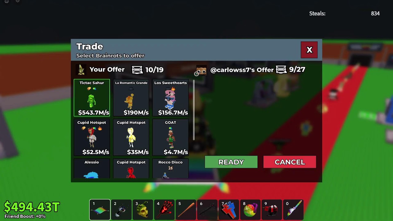 TRADING in steal a brainrot and DUEL with PLACEHOLDER