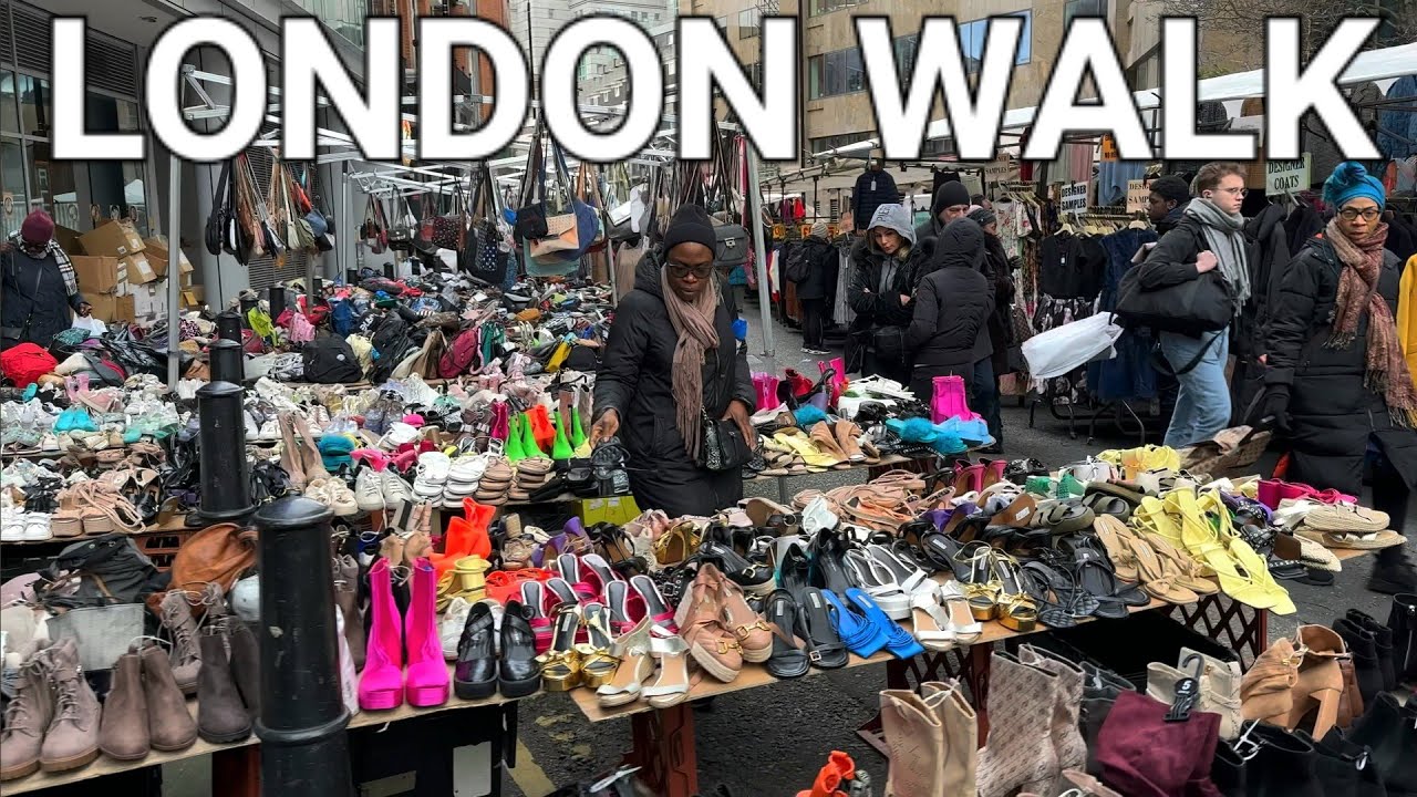 🇬🇧 EAST LONDON WALKING TOUR, LONDON'S HISTORIC PETTICOAT LANE MARKET, VIBRANT STREET MARKET, 4K60FPS