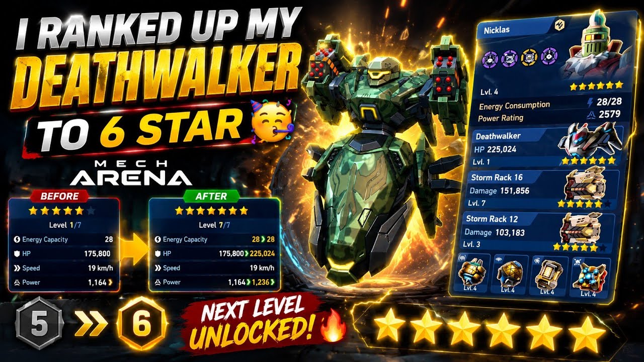 I Upgraded My Deathwalker To 6 Star 🤩 🎊 | Mech Arena 🔥🗿| @BhavayMech-Arena 