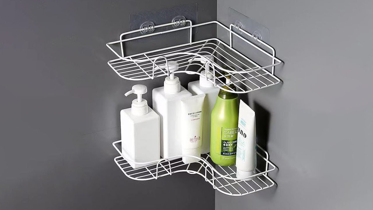 Wall Mounted Bathroom Shelf Shower Rack, Rustproof Storage Organizer for Toilet
