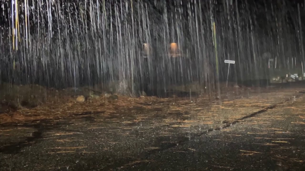 LATE NIGHT HEAVY RAIN illuminated by headlights. Relax. Meditate. Sleep. #heavyrain #whitenoise