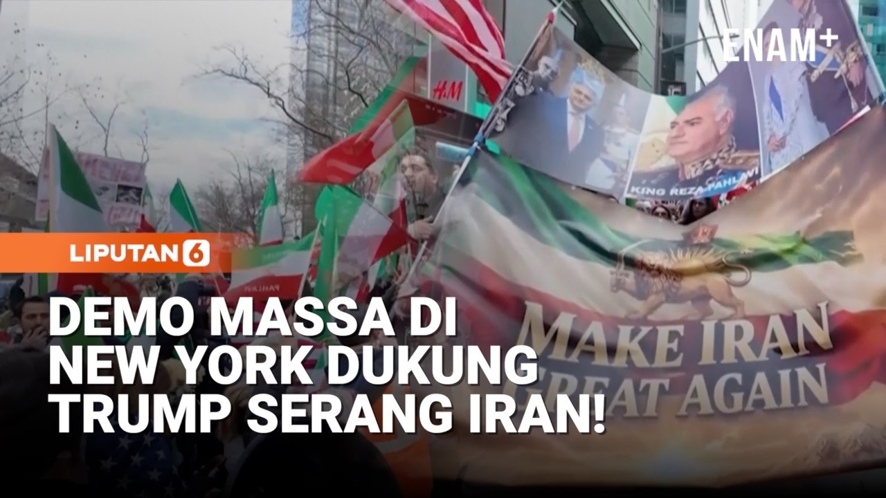 Aksi di New York Dukung Serangan AS ke Iran dan Serukan Perubahan Kepemimpinan | Liputan6