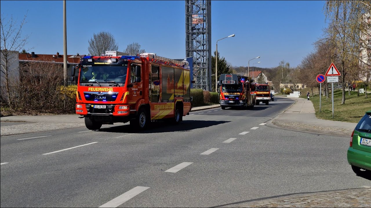 [Brand in einer Firma] Löschzug BF Bautzen, KDOW KBM , HLF 20 FF- Bautzen Mitte