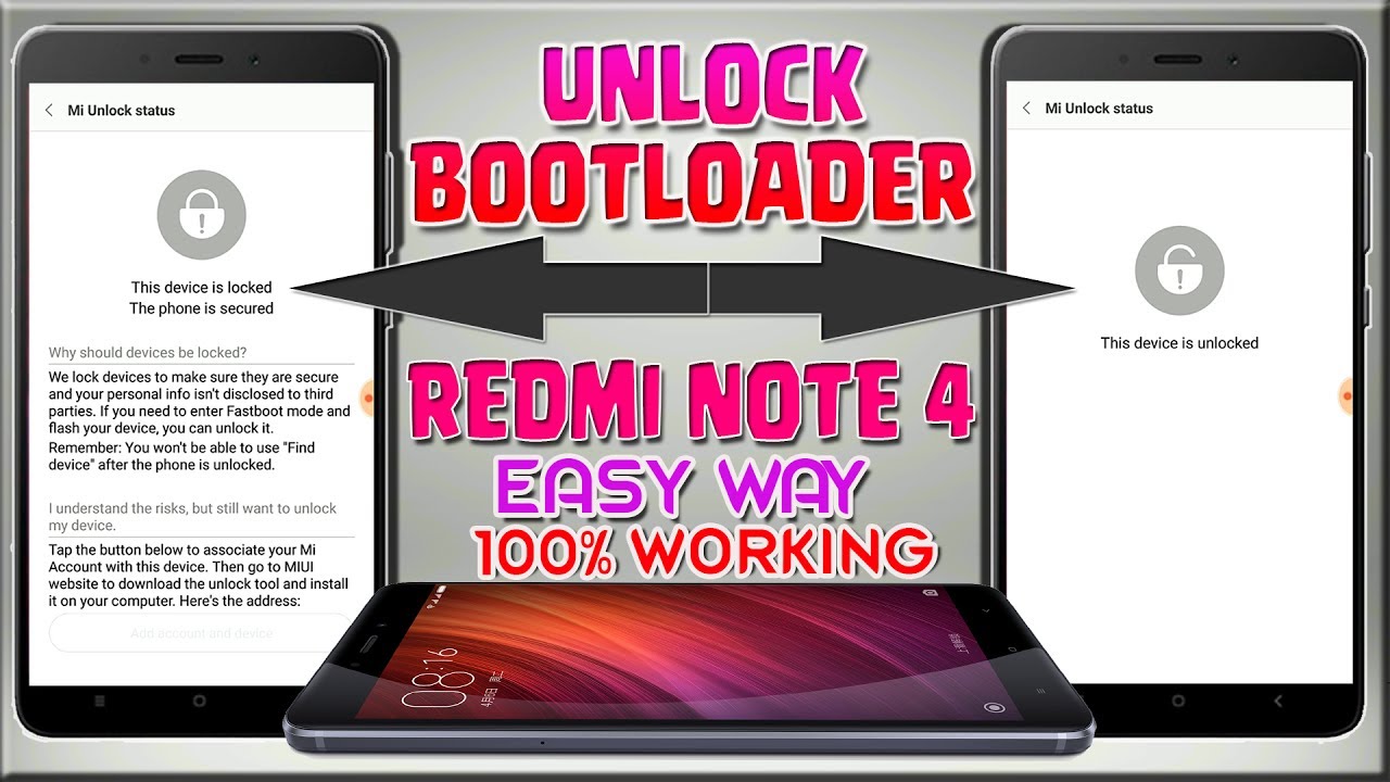 UNLOCK BOOTLOADER of REDMI NOTE 4 -  Fixed Could not Verify & Stuck at 50% Errors