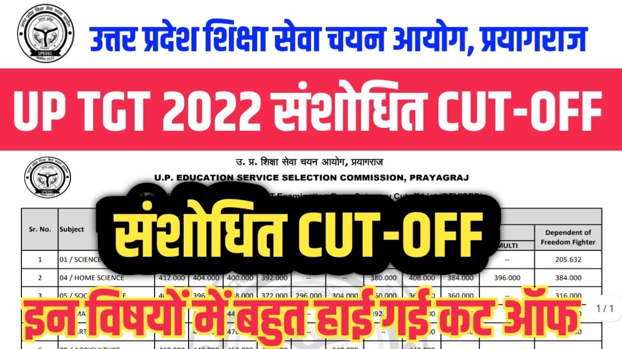 UP TGT 2022 Revised Cut-off । इन&zwnj; विषयो में बहुत HIGH गई CUT-OFF 🔥