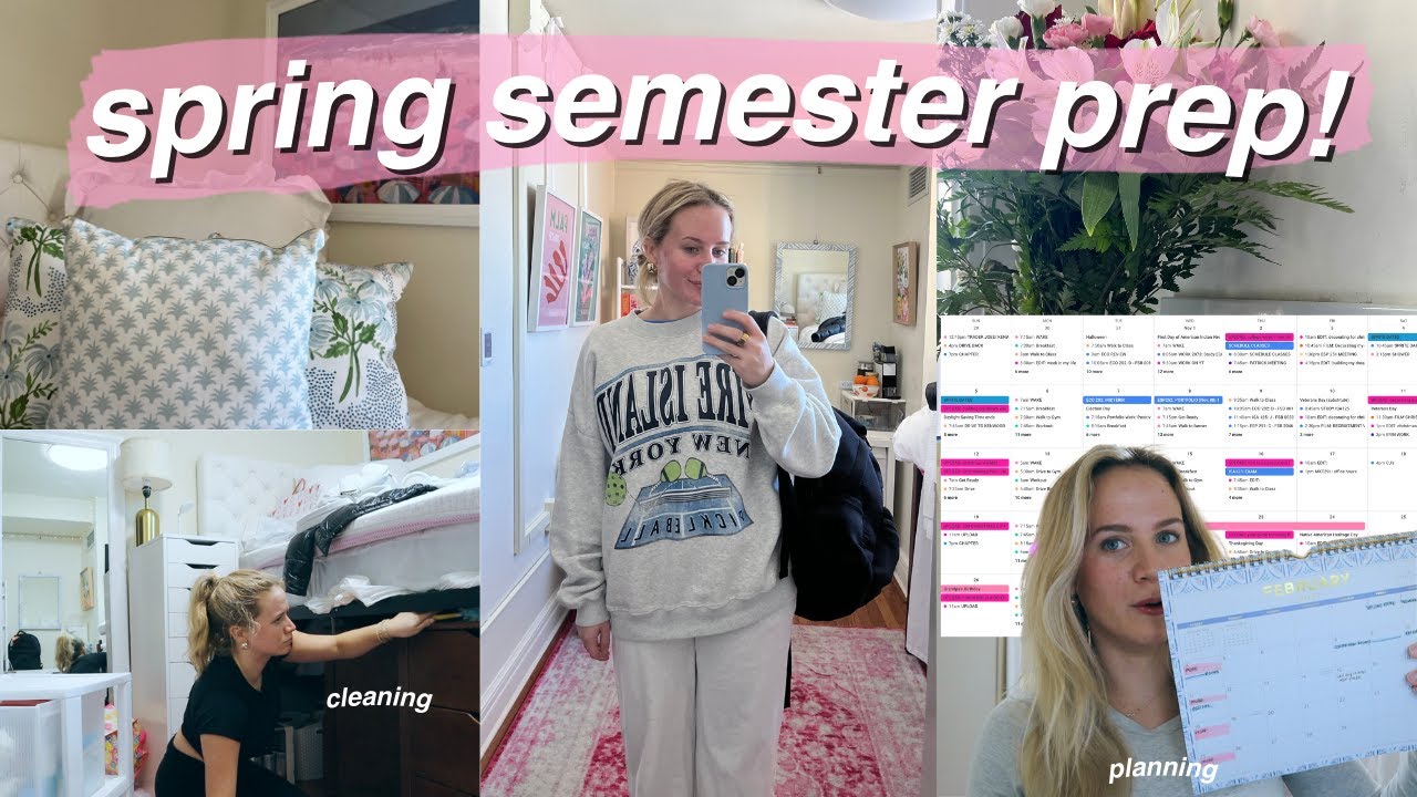 SPRING SEMESTER PREP! 🌸 getting into a routine, healthy habits, working out, cleaning, organizing