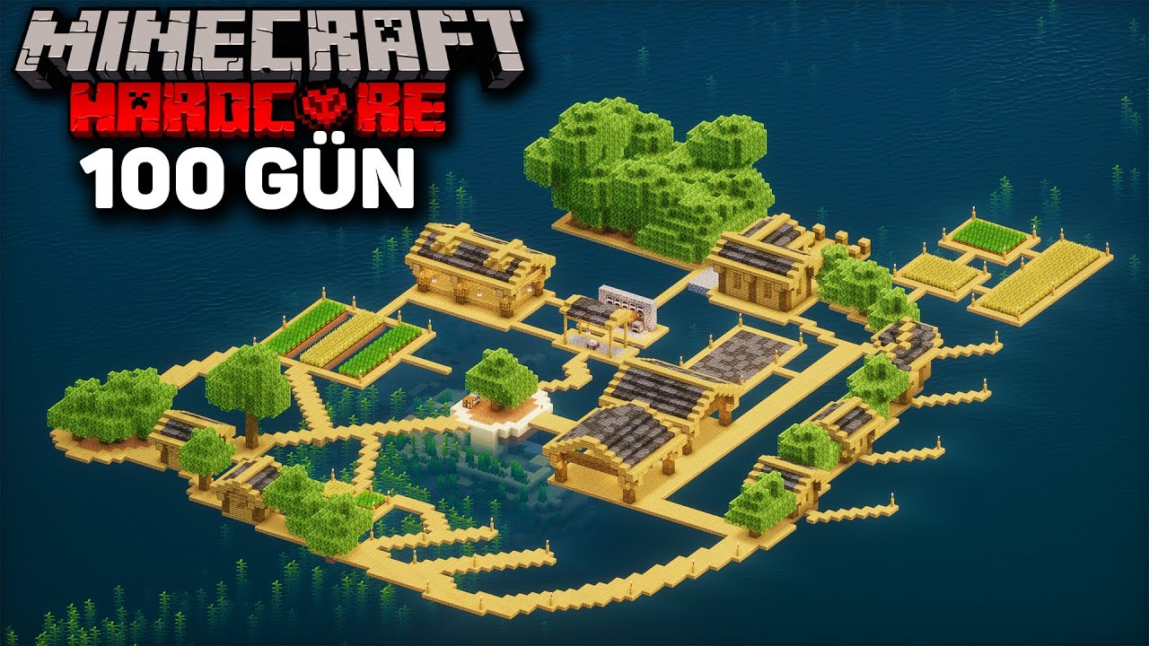 Minecraft Hardcore'da ISSIZ OKYANUS DA 100 gün hayatta kalmak…