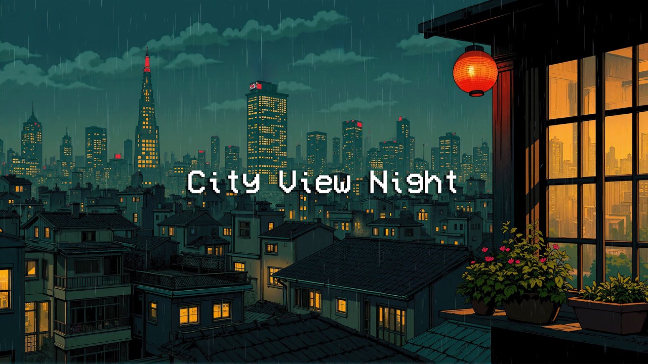 City View Night 🌃 Lofi Japanese Rain to Relax, Sleep, Reduce Stress 💦 Chill Hip Hop Music