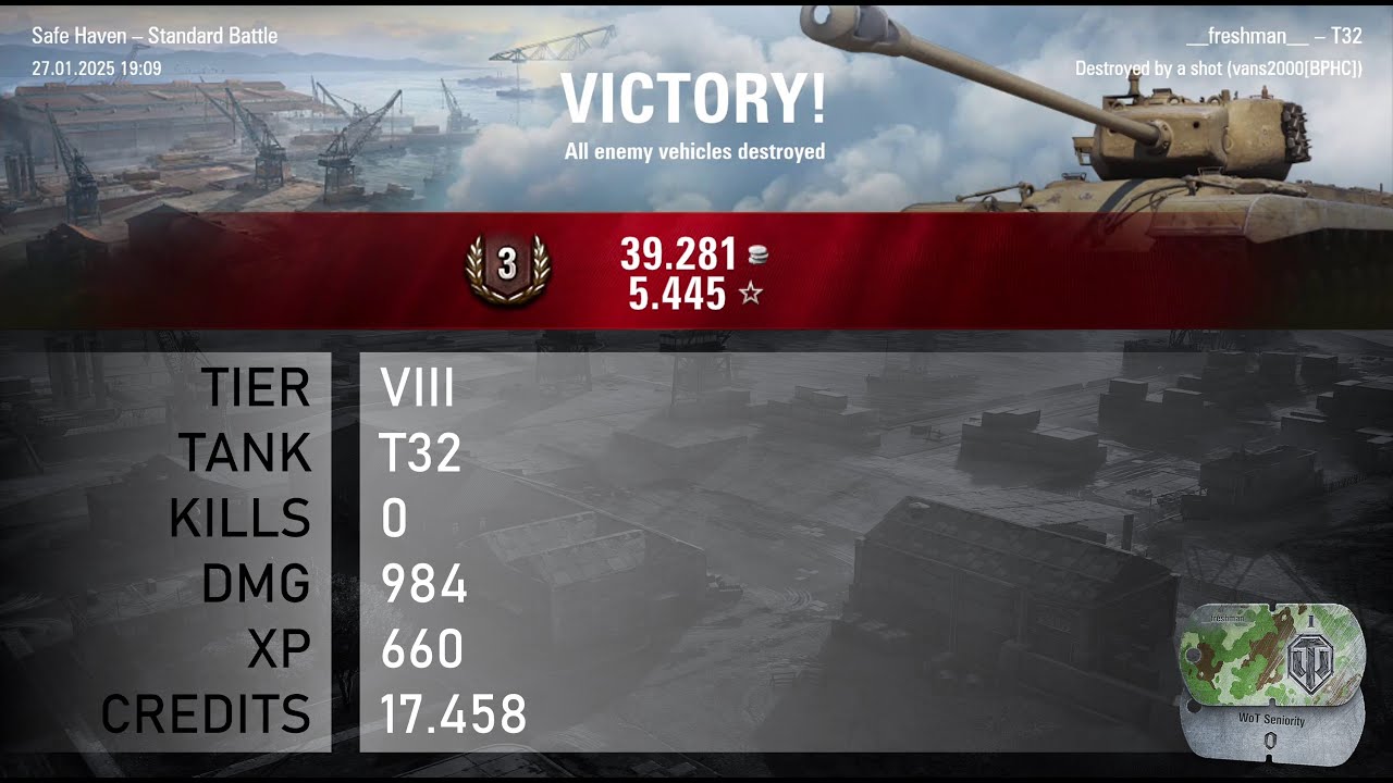 [1766] T32 / 0 kills / 984 dmg / 660 xp / 17.458 credits || World of Tanks