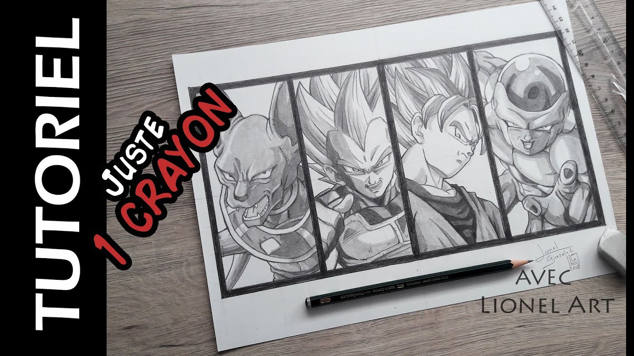 Comment Dessiner Goku, Vegeta, Beerus et Freezer -  avec 1 crayon HB
