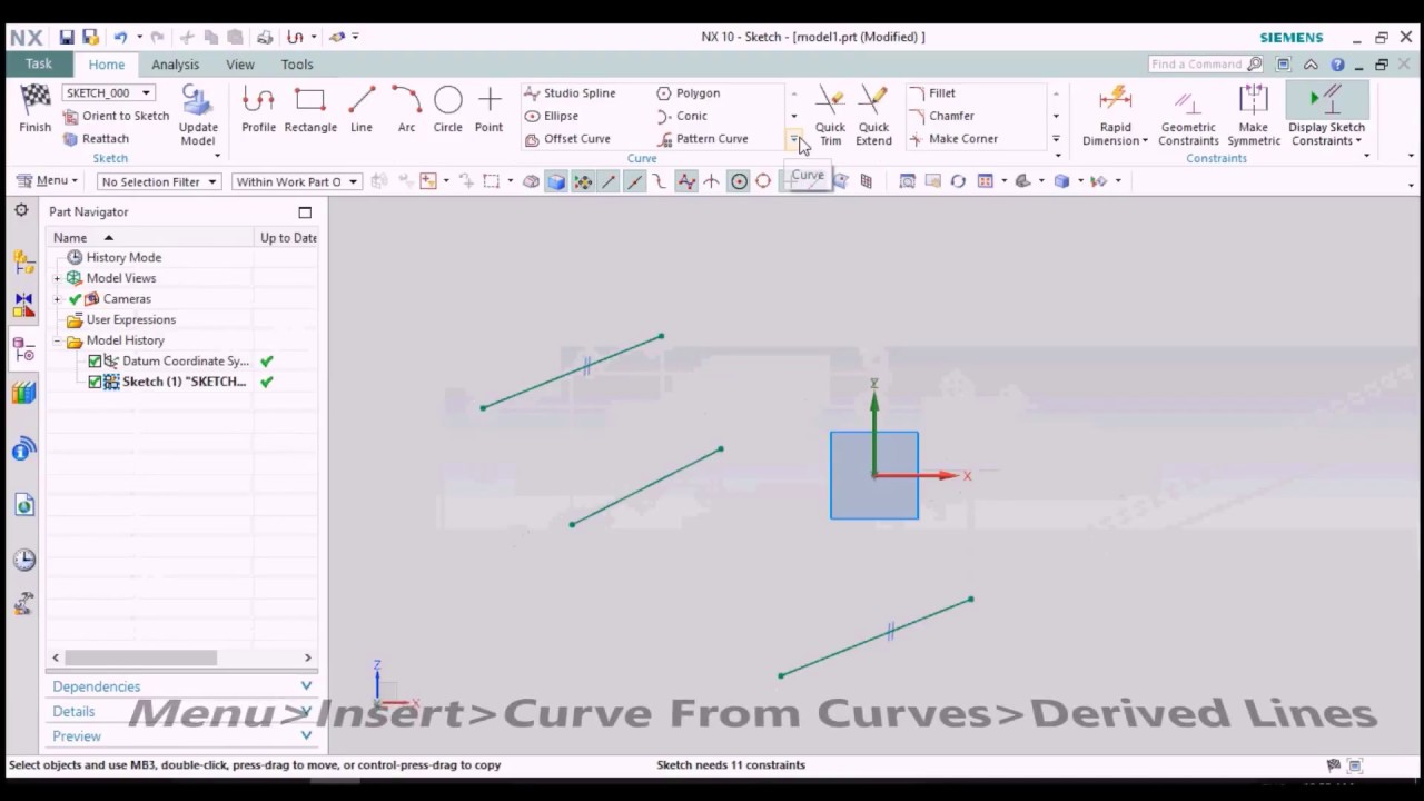 Derived line in NX 10