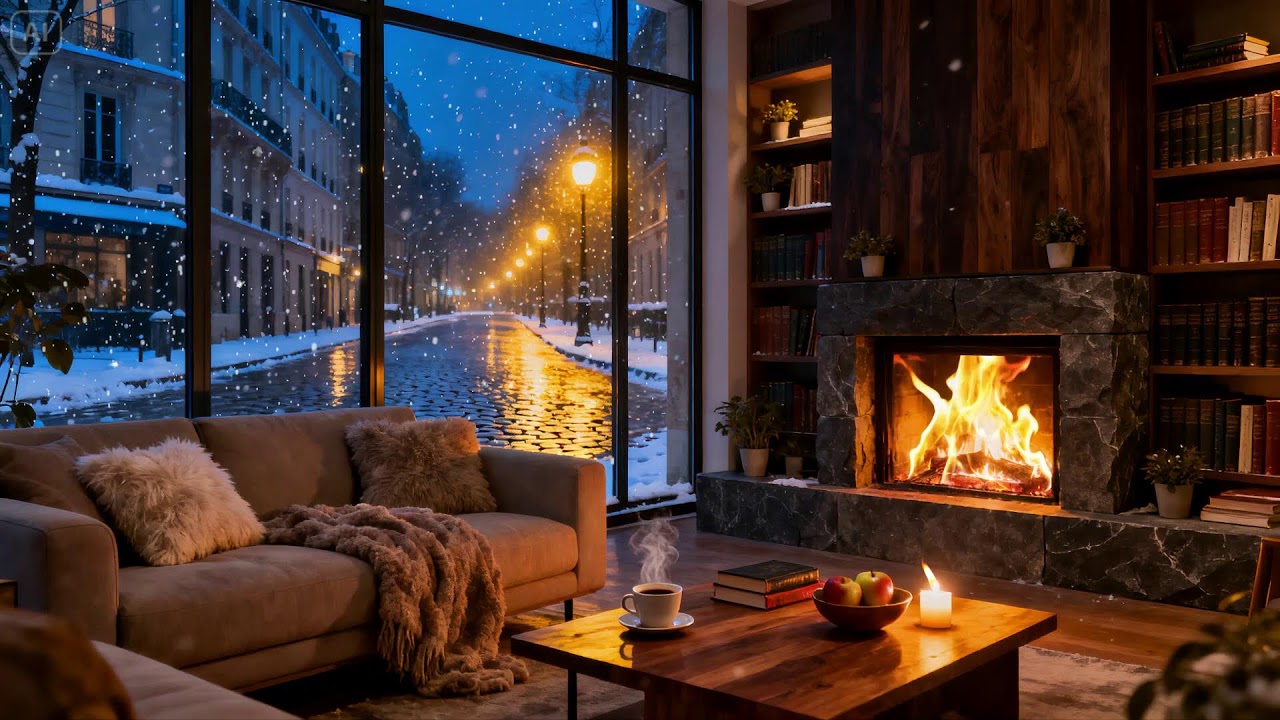 Cozy Winter Cabin Vibes  - Study, Work & Relax With Fireplace Sounds