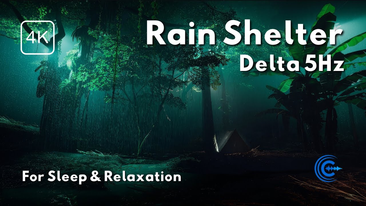 Rain Shelter - 3 Hours of 4K Rain & Delta Binaural Beats (440Hz • 5Hz) for Sleep, Focus & Calm