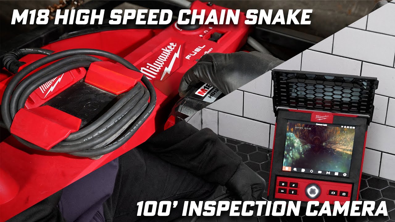 Milwaukee M18 Chain Snake 75' 2819-22 & M18 Inspection Camera 100' Flex 2972-22 - Use At Same Time!