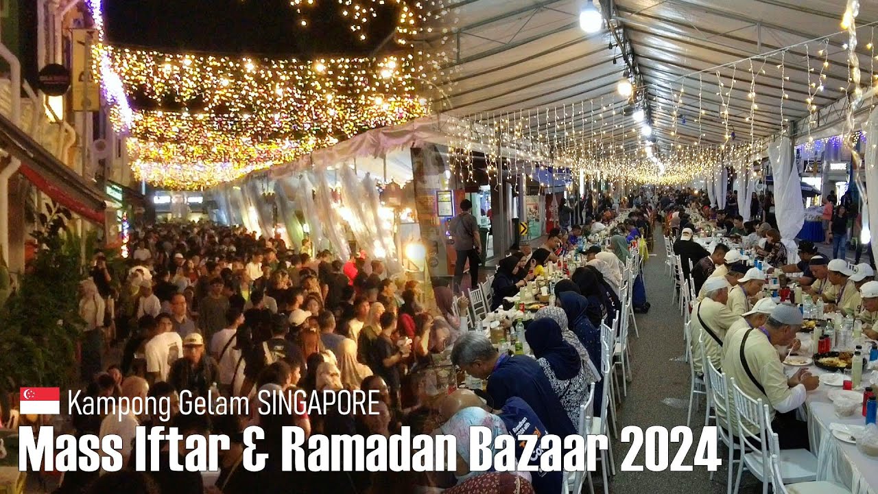 Mass Iftar Ceremony at Kampong Gelam Ramadan Bazaar 2024! Singapore 🇸🇬 - Virtual Walking Tour [4K]