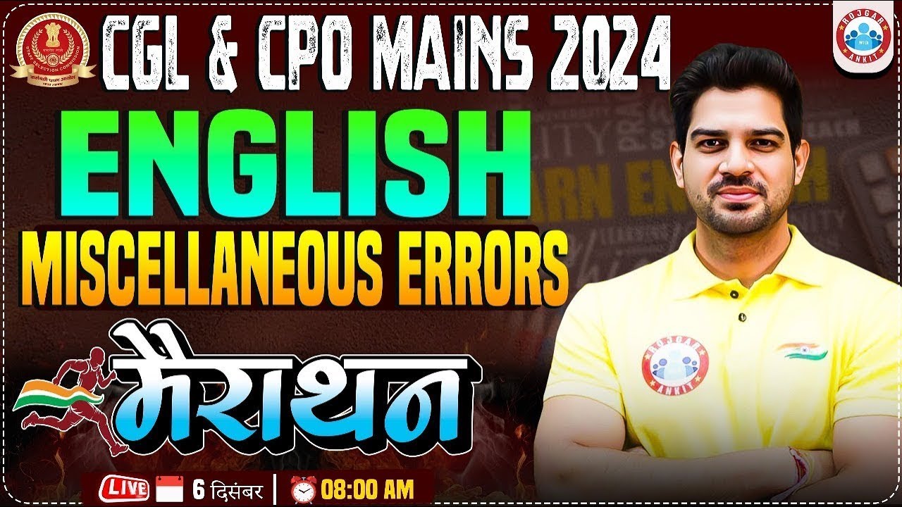 SSC CGL & CPO Mains 2024 | Miscellaneous Errors Marathon | English for SSC Tier 2 By Sanjeev Sir