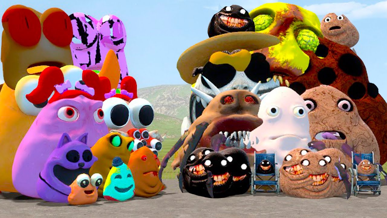 NEW POU BOU FAMOUS MOBS  VS ALL CURSED POU BOU FAMILY