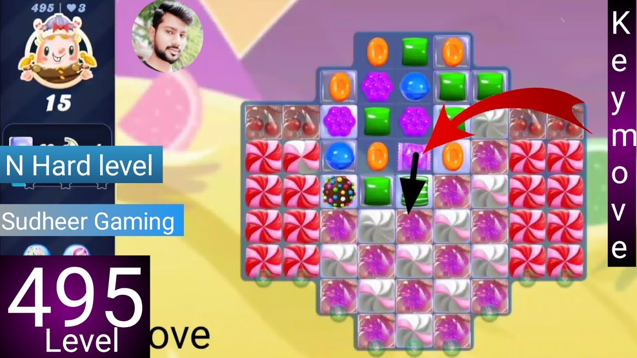 Candy crush saga level 495 । N Hard level । No boosters । Candy crush 495 help। Sudheer CC Gaming