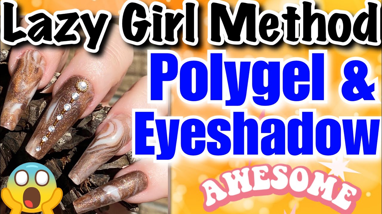 Polygel and Eyeshadow Lazy girl method; marble tutorial #polygel #nailtutorial #beautifulnails
