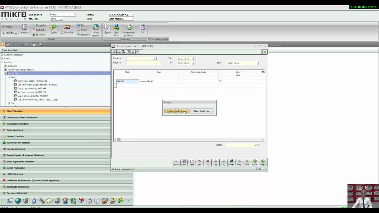 Mikro Yazılım Depolar Arası Sevk, Stok Virman Fişi, Ambar Fişlerinin Kullanımı Eğitimi