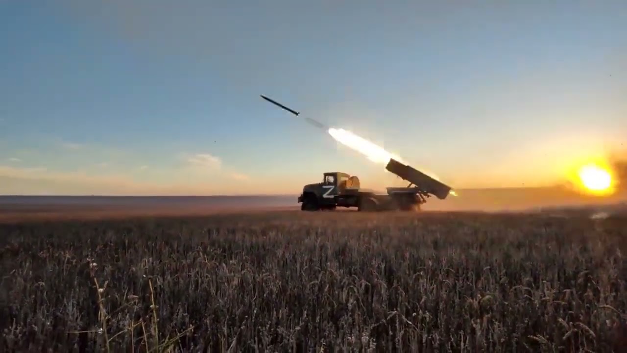 Russian Grad MLRS self-propelled 122 mm multiple rocket launcher.