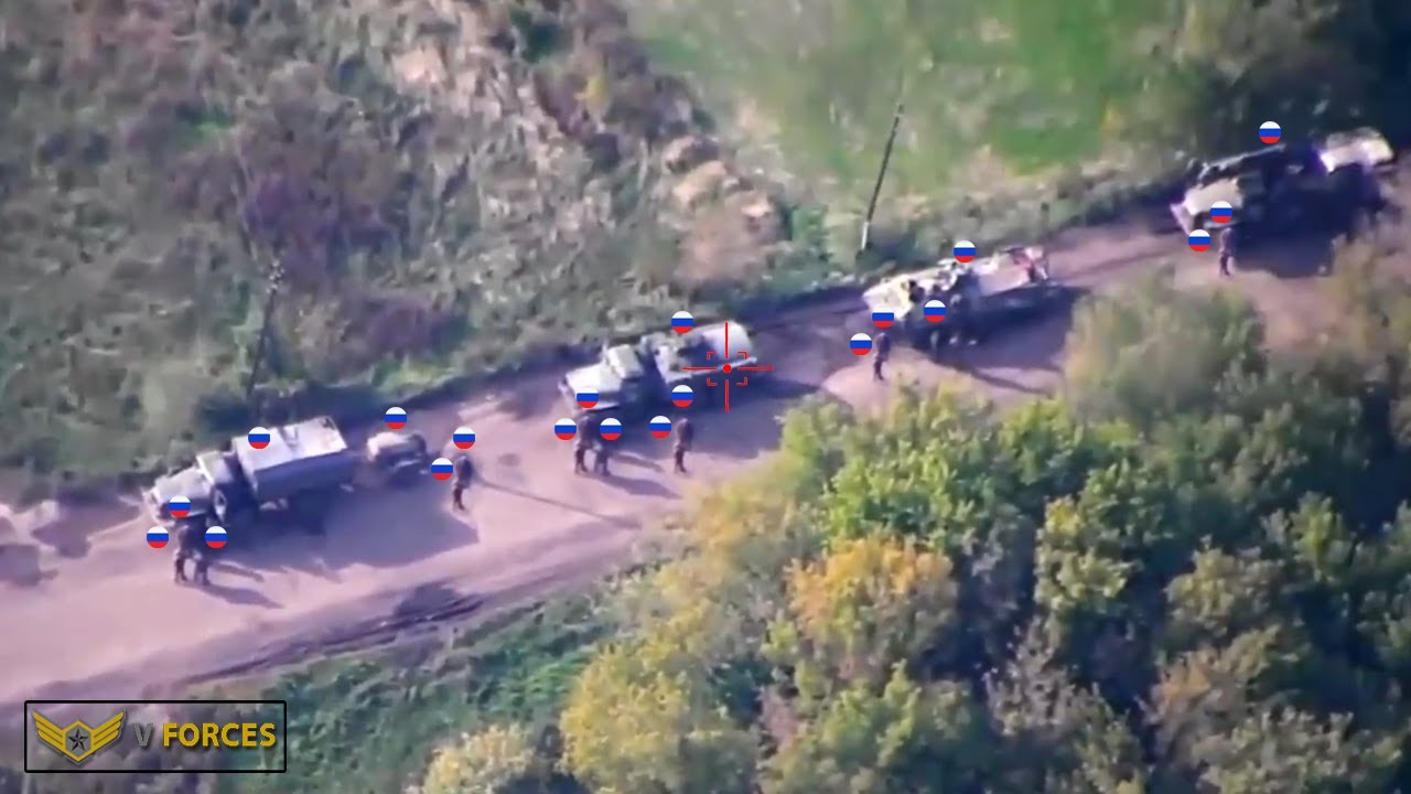 How Ukrainian FPV Drones destroyed convoy of Russian military equipment inside Russian territory