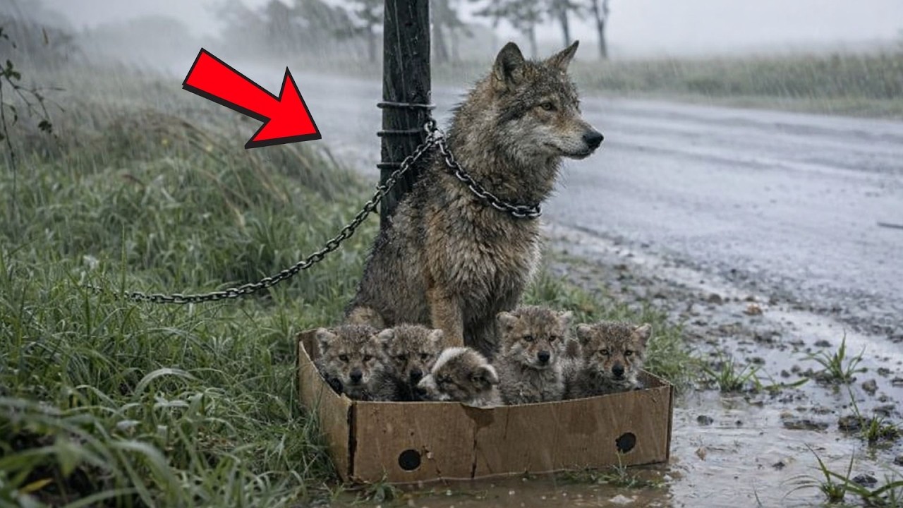 Chica Bondadosa Rescata a una Familia de Lobos ABANDONADA bajo una Fuerte lluvia