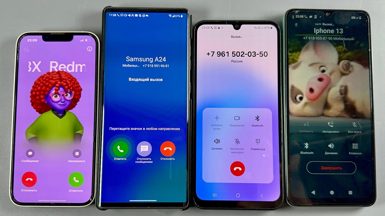 IPhone 13 and LG Wing Incoming Calls + Samsung Galaxy A24 + Redmi A3X