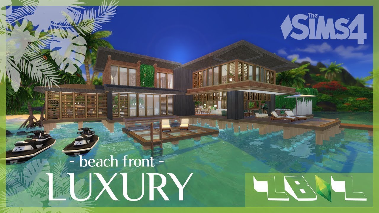 Luxury Beach Front Mansion 🌴☀️🌊 | The Sims 4 Island Living | Speed Build  + Download Links