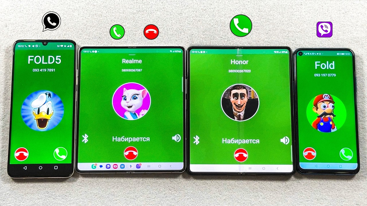 Z Fold 5 vs Z Fold 3 + Honor vs Realme FacetoCall + Viber + WhatsApp Outgoing & Incoming Calls