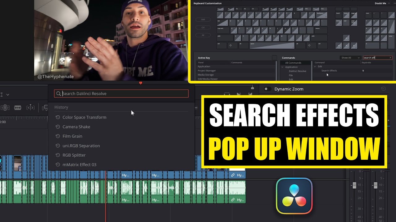 Search Effects Pop Up Window Keyboard Shortcut [ DaVinci Resolve 20.1 New Feature ] Tutorial
