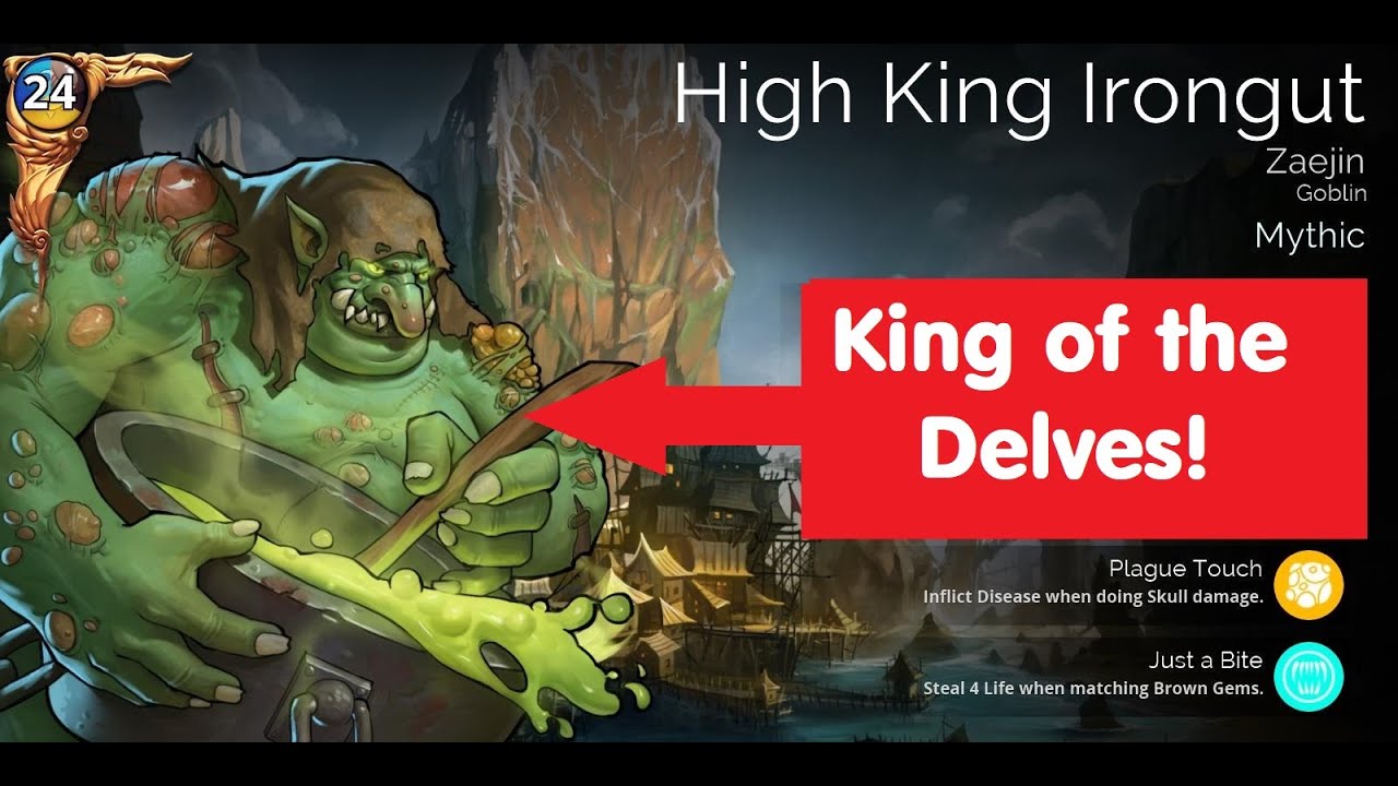 Gems of War Focus on High King Irongut! BEST Delve troop? Team and strategy!