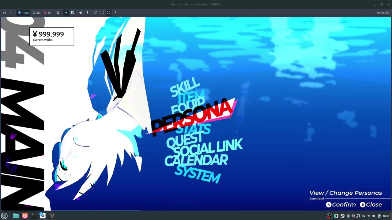 Persona 3 Reload Menu in Godot attempt