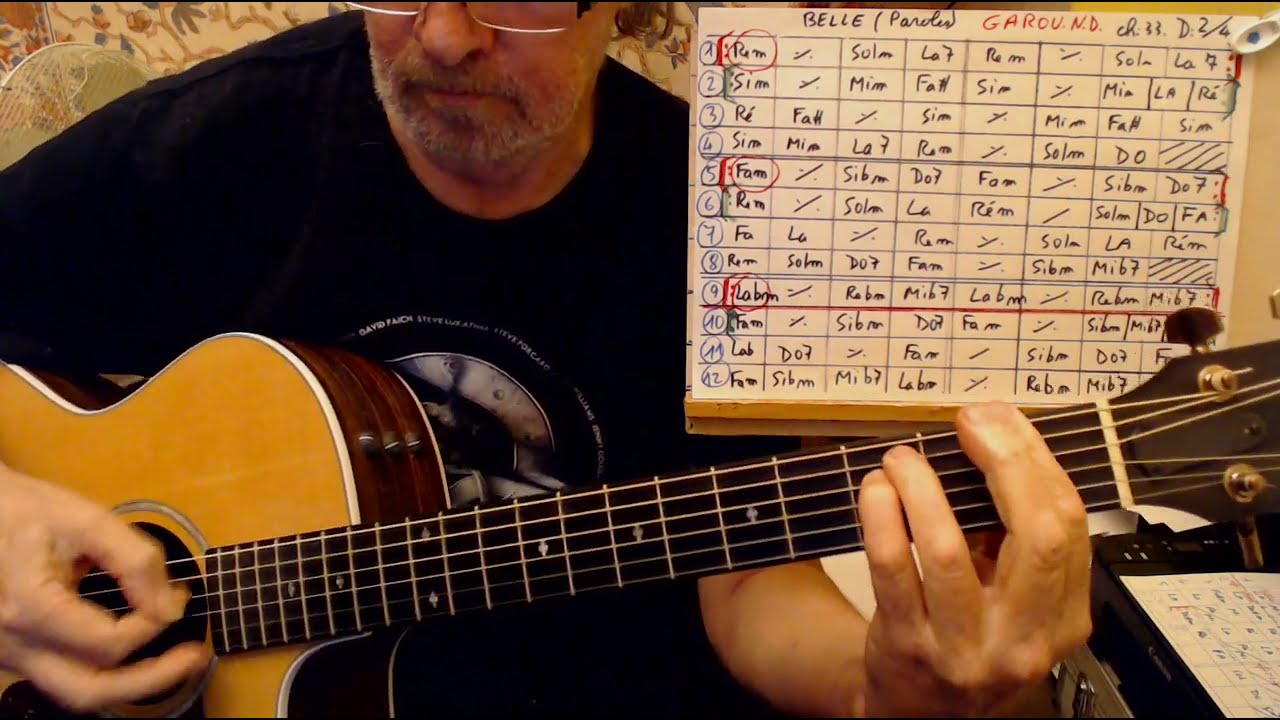 BELLE DE GAROU  //  ACCORDS GUITARE  /QSQS 7 / CH : 33 / D : 2/4 .