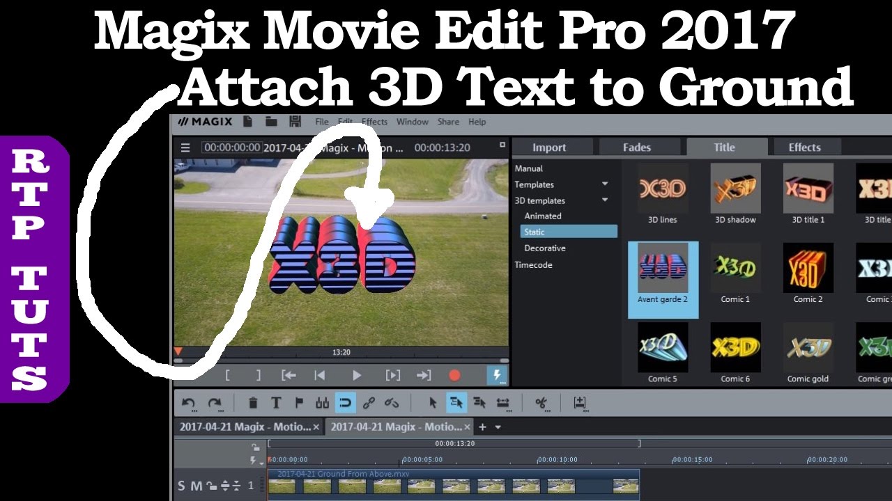 Magix Movie Edit Pro 2017 Plus Motion Tracking - How to Attach 3D Text to Ground or Moving Objects