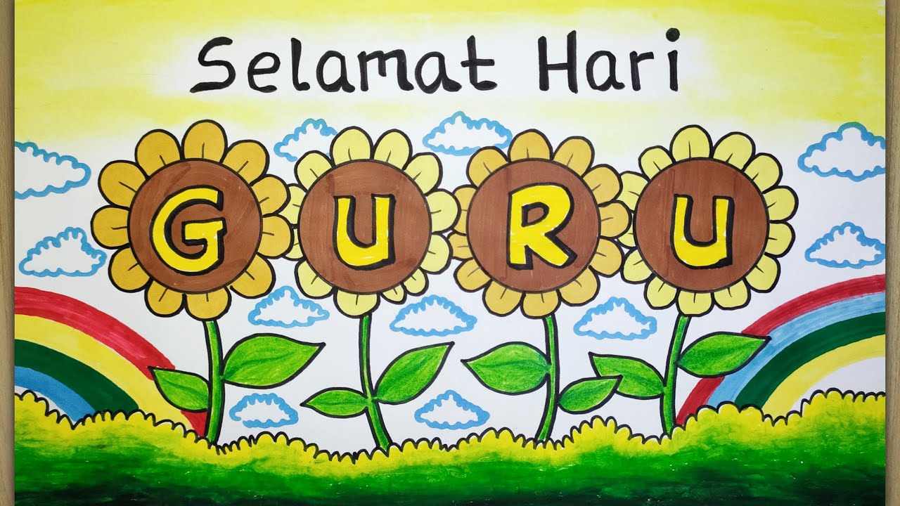 Cara menggambar tema hari guru 2023 - Poster hari guru