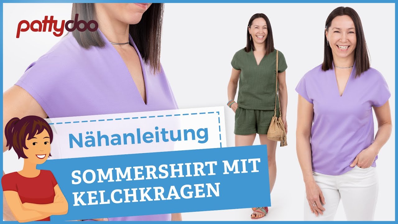 Dein Must-Have für den Sommer! 👕 Kurzarm-Shirt mit Kelchkragen aus Jersey oder Webware nähen