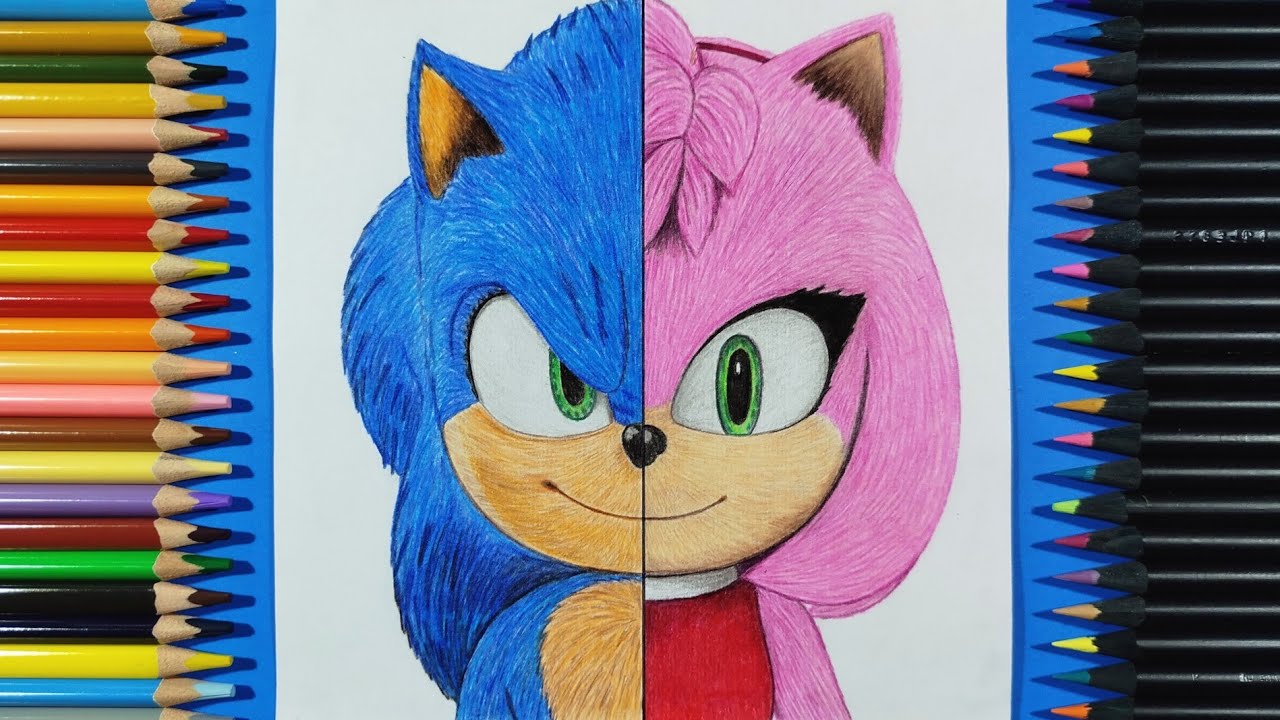 Dibujo a Sonic y Amy Rose | Sonic 4 La película | Drawing Sonic and Amy Rose