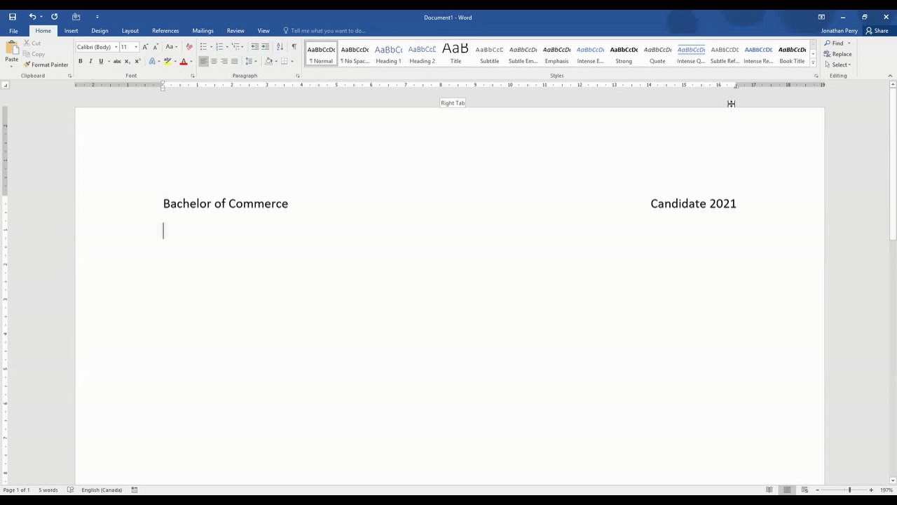 Using Right Tab Stops to Properly Right Align Dates on Your Resume