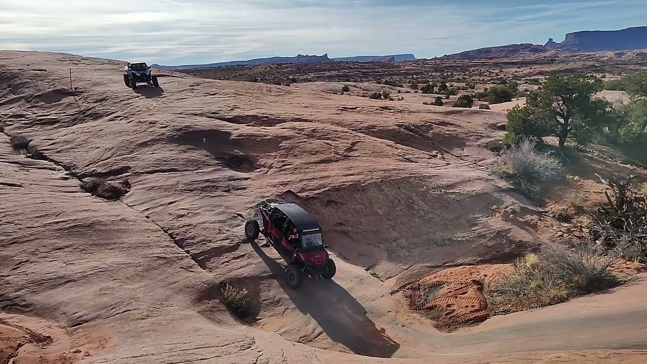 The Launch Pad is steep! 2018 RZR XP4 on 32's lifts a front tire near the top, Sure he puckered LOL!