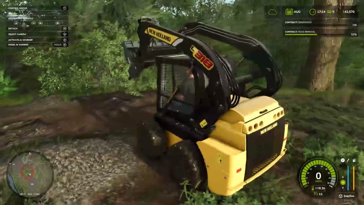 farming simulator 25 game play driving  a skid steer